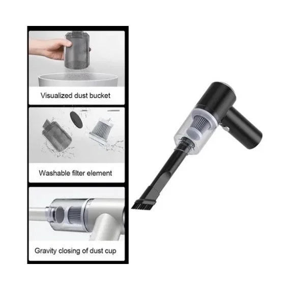 Mini Aspirador de Pó Portátil Recarregável Profissional Sem Fio para Limpeza de Carros 3 em 1: Sopra e Aspira Potentemente...