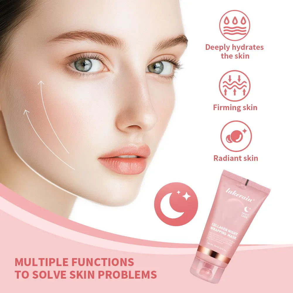 Máscara Facial Coreana de Colágeno Profundo Peel Off – Tratamento Antirrugas e Efeito Lifting – Máscara de Cuidados com a Pele Bio Pack para Uso Noturno (Overnight), Feminina