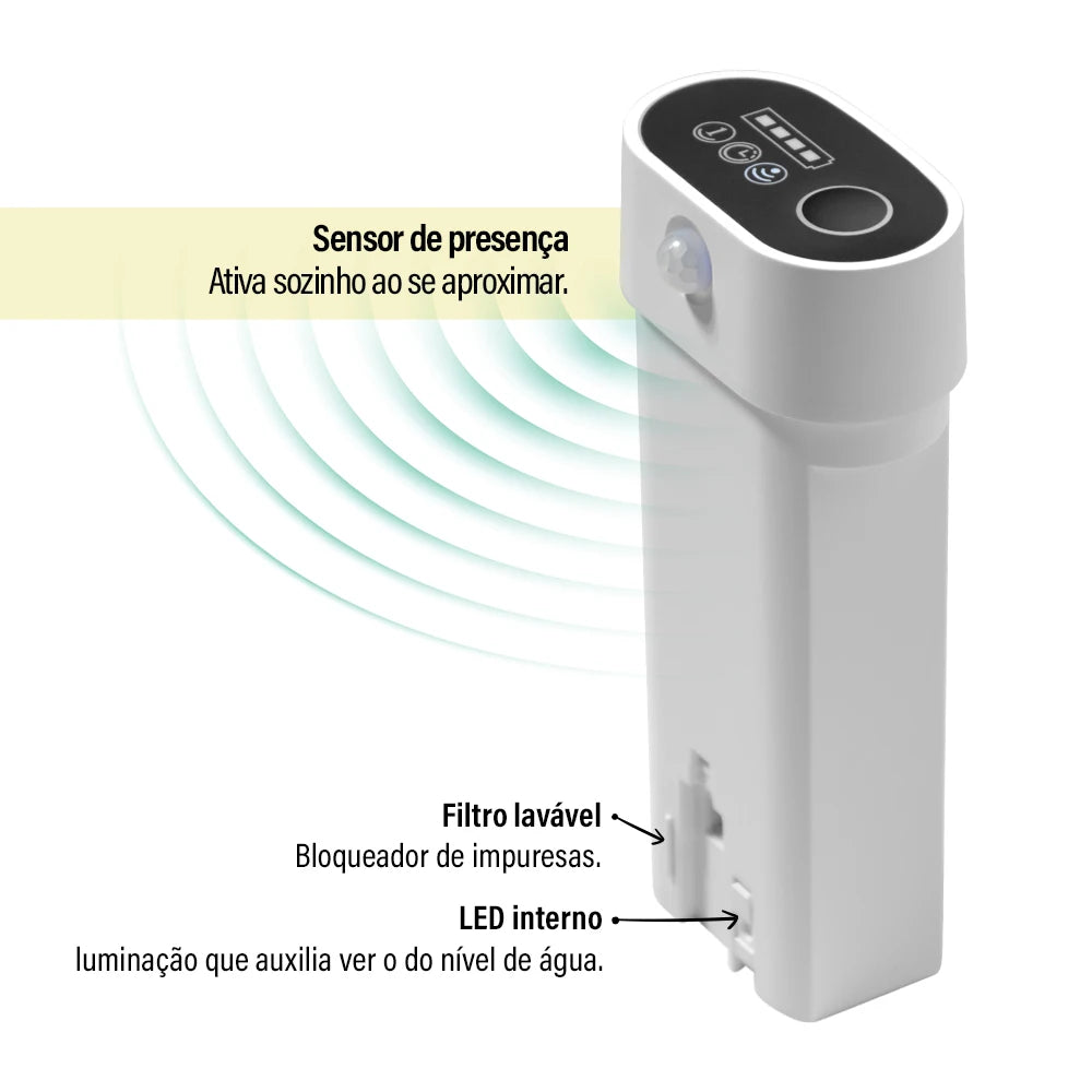 Fonte de Água Automática para Gatos 2,6L – Bebedouro Pet Sem Fio com Bateria Recarregável USB 4000mAh e Sensor, Dispenser 2 em 1