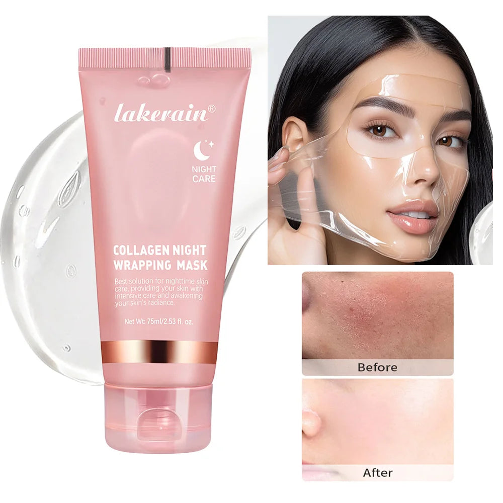 Máscara Facial Coreana de Colágeno Profundo Peel Off – Tratamento Antirrugas e Efeito Lifting – Máscara de Cuidados com a Pele Bio Pack para Uso Noturno (Overnight), Feminina