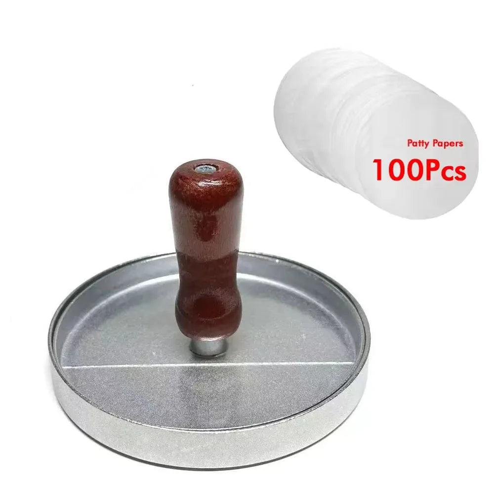 Prensa para Hambúrguer de Alumínio – Modelador de Carne para Hambúrguer, Ferramenta de Cozinha para BBQ, Churrasqueira e Grelha