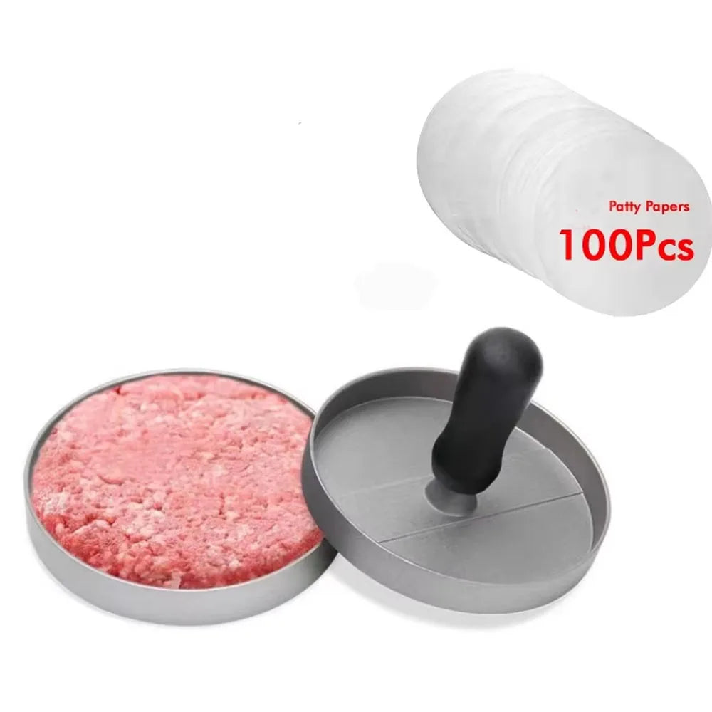 Prensa para Hambúrguer de Alumínio – Modelador de Carne para Hambúrguer, Ferramenta de Cozinha para BBQ, Churrasqueira e Grelha