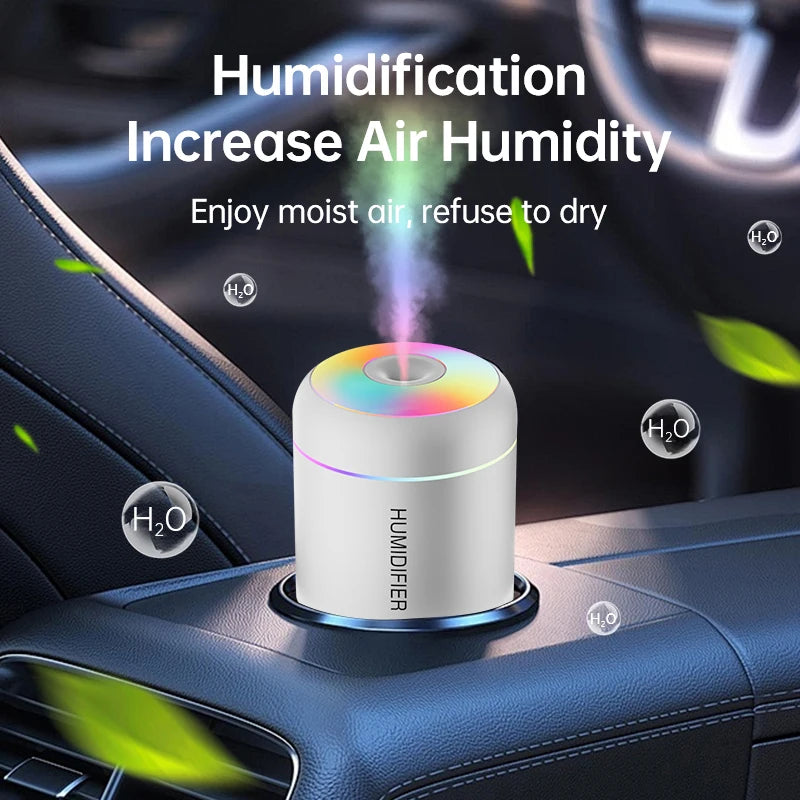 Mini Umidificador de Ar 180ml USB Elétrico – Difusor de Aromas com Óleo Essencial, Purificador de Ar e Vaporizador de Aromaterapia com Luzes LED para Carro, Casa e Quarto