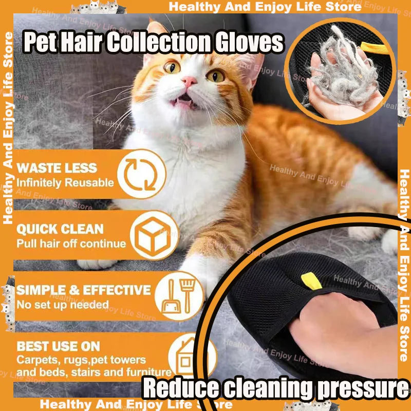 Luvas para Limpeza e Coleta de Pelos de Pets – Luva Dupla Face Multifuncional para Higiene e Beleza Animal, Reduz o Acúmulo de Pelos e Facilita o Cuidado Diário