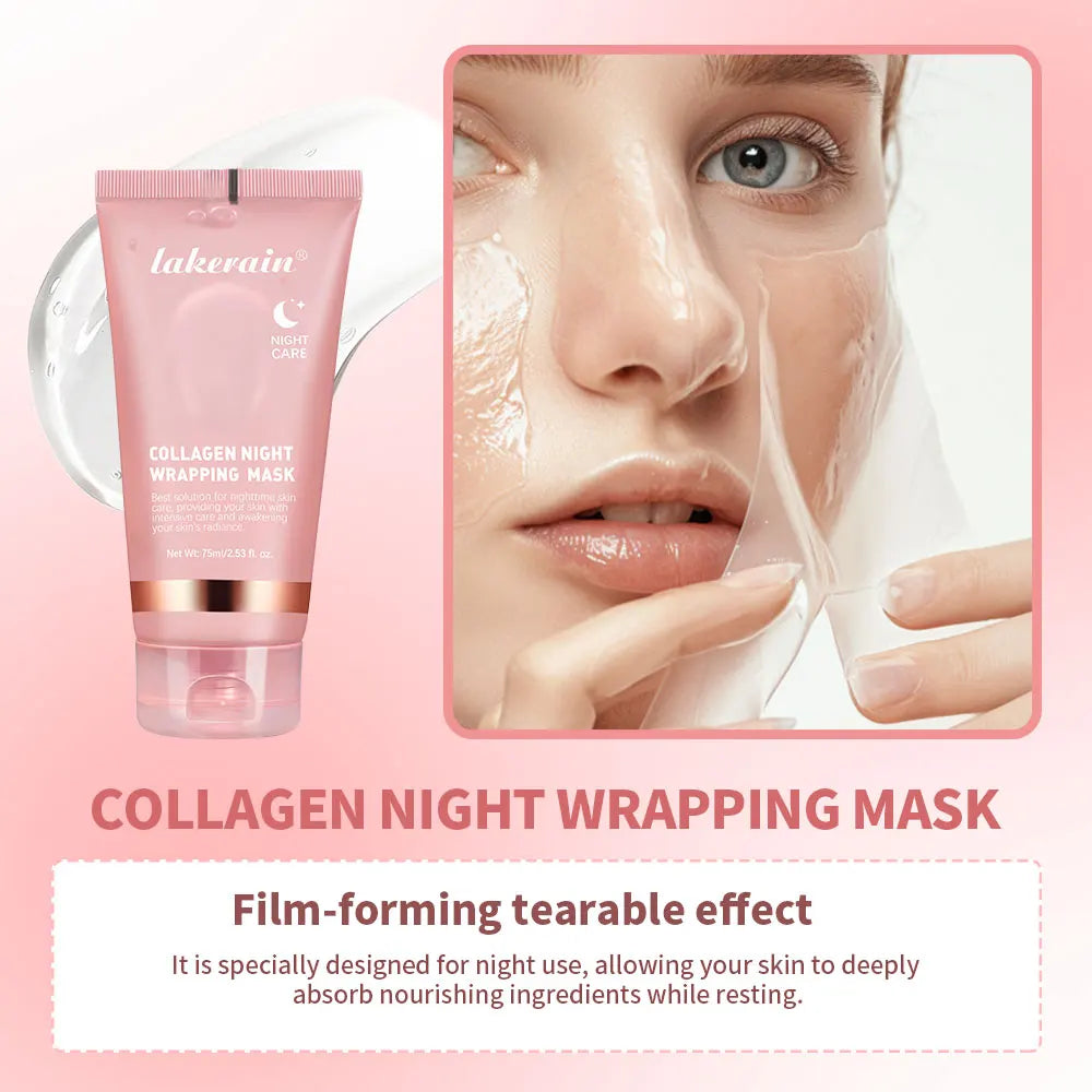 Máscara Facial Coreana de Colágeno Profundo Peel Off – Tratamento Antirrugas e Efeito Lifting – Máscara de Cuidados com a Pele Bio Pack para Uso Noturno (Overnight), Feminina